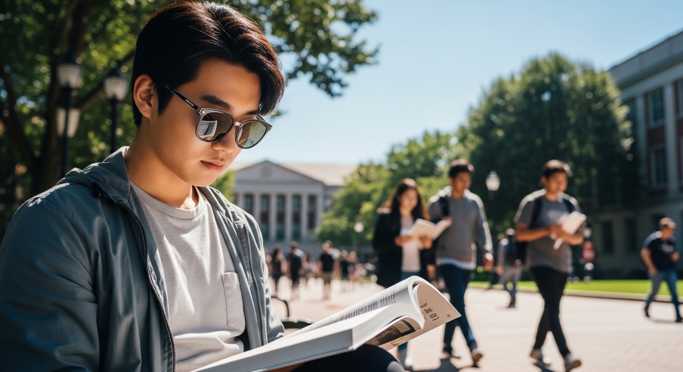라섹 수술 후 자외선으로부터 눈을 보호하기 위해 선글라스를 착용한 모습 - BGN밝은눈안과 잠실롯데타워점