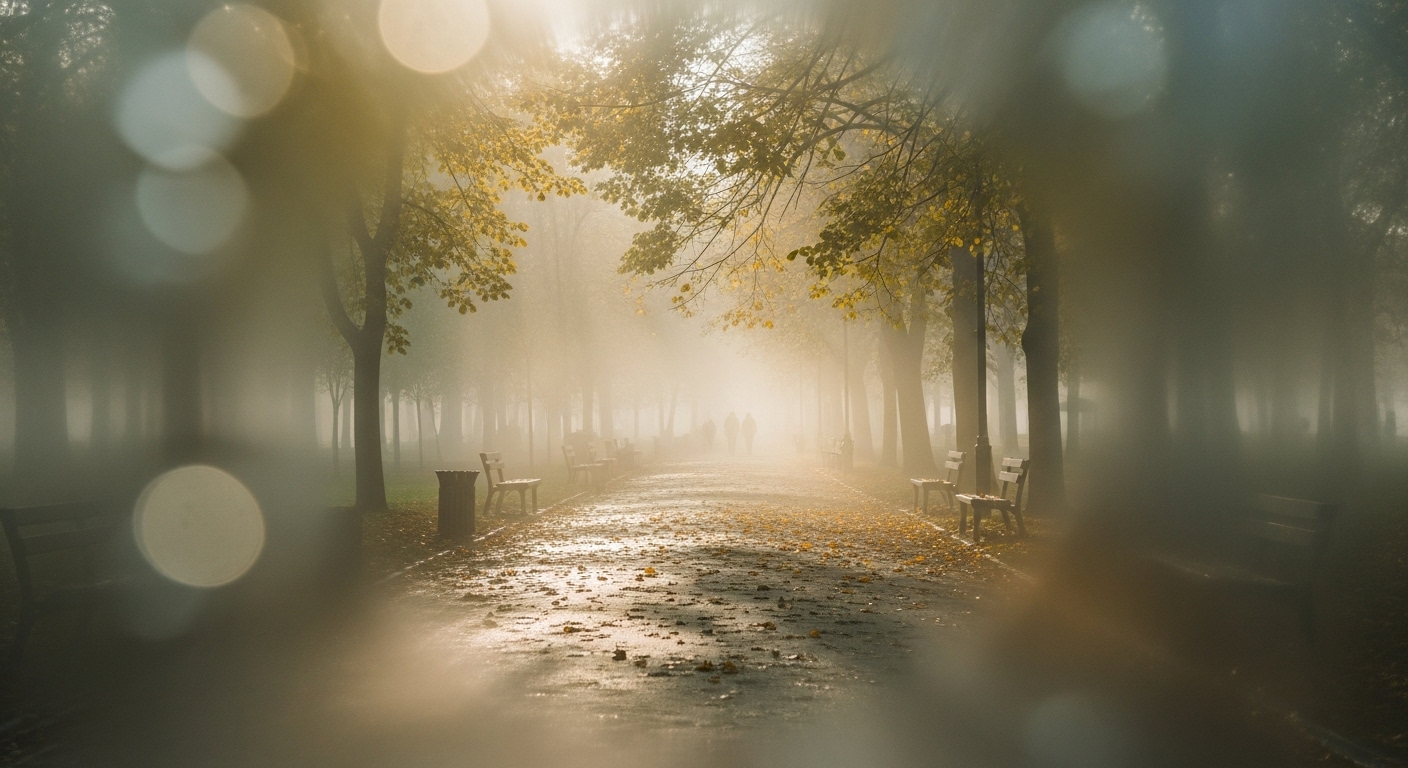 안개가 낀 듯 뿌옇게 보이는 풍경과 선명한 풍경의 비교 이미지