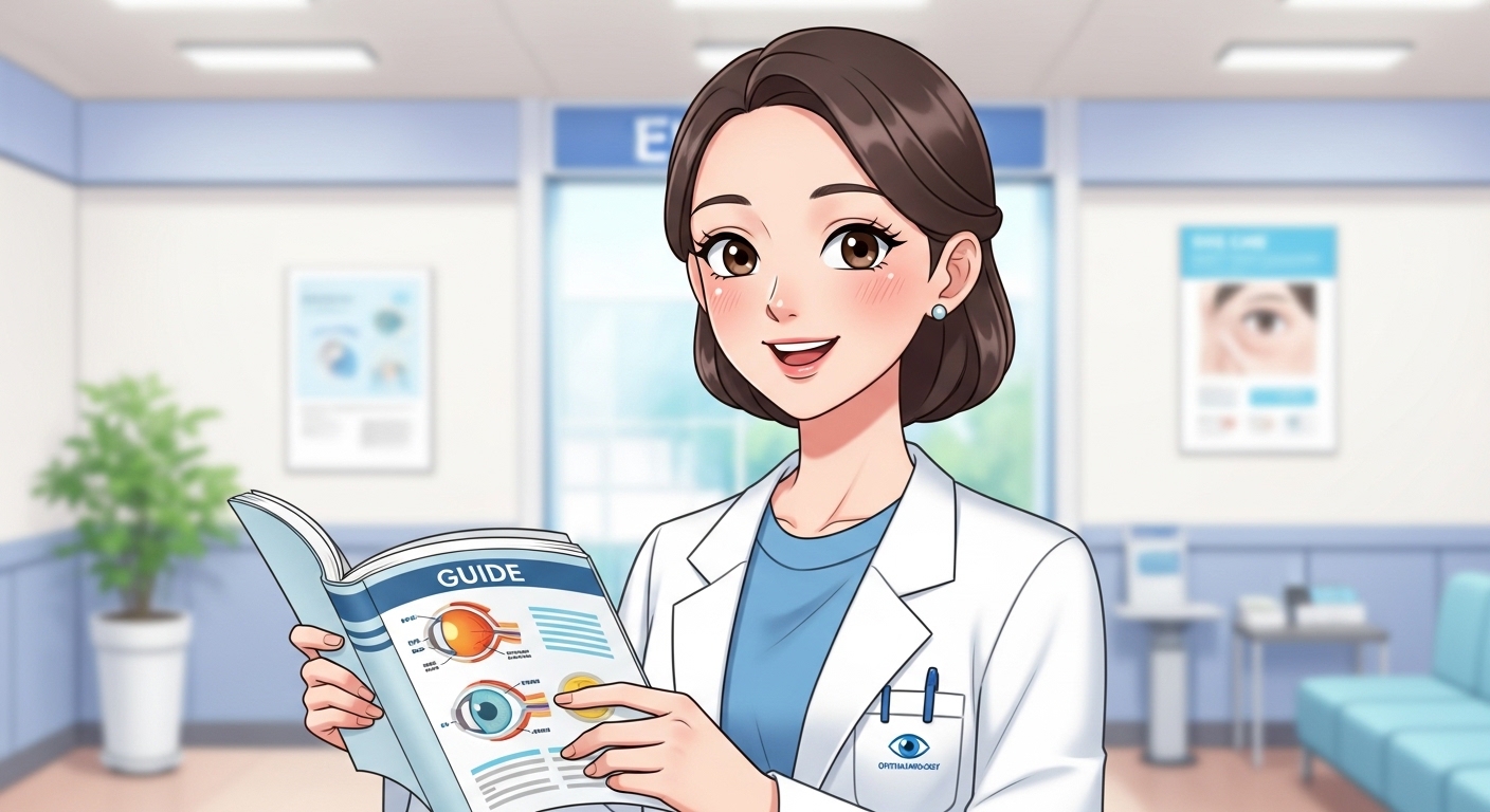 BGN밝은눈안과 잠실본점에서 검안사가 라식 라섹 수술 전 주의사항을 친절하게 상담하는 모습