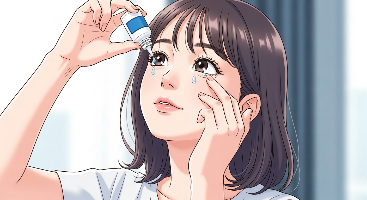 라섹 수술 후 인공눈물 점안 및 선글라스 착용 등 눈 관리 방법 안내 이미지